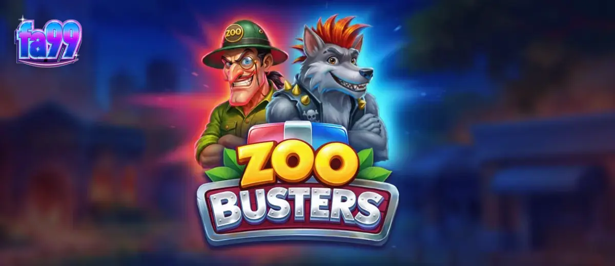 Tampilan visual slot Zoo Busters dengan karakter hewan punk